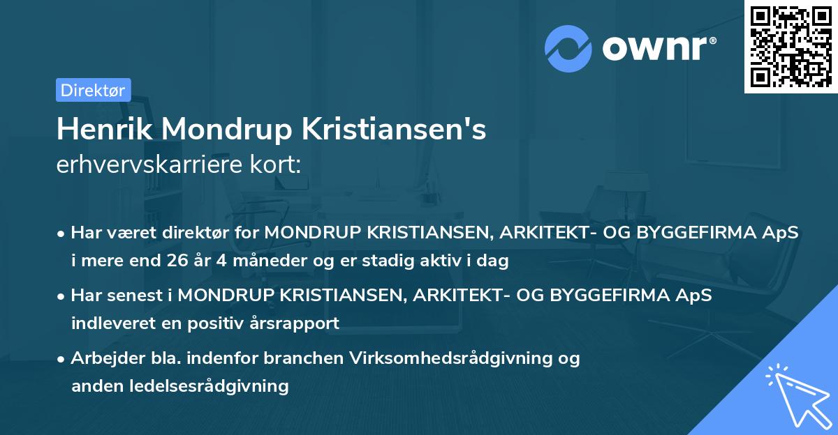 Henrik Mondrup Kristiansen's erhvervskarriere kort