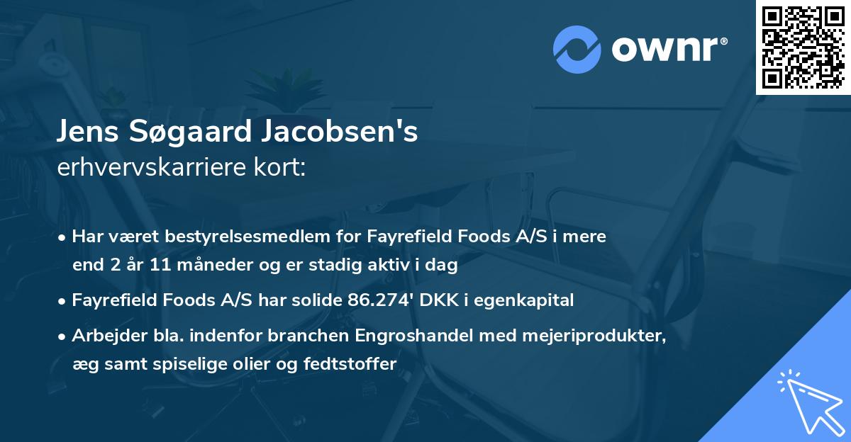 Jens Søgaard Jacobsen's erhvervskarriere kort