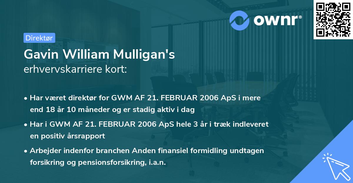 Gavin William Mulligan's erhvervskarriere kort