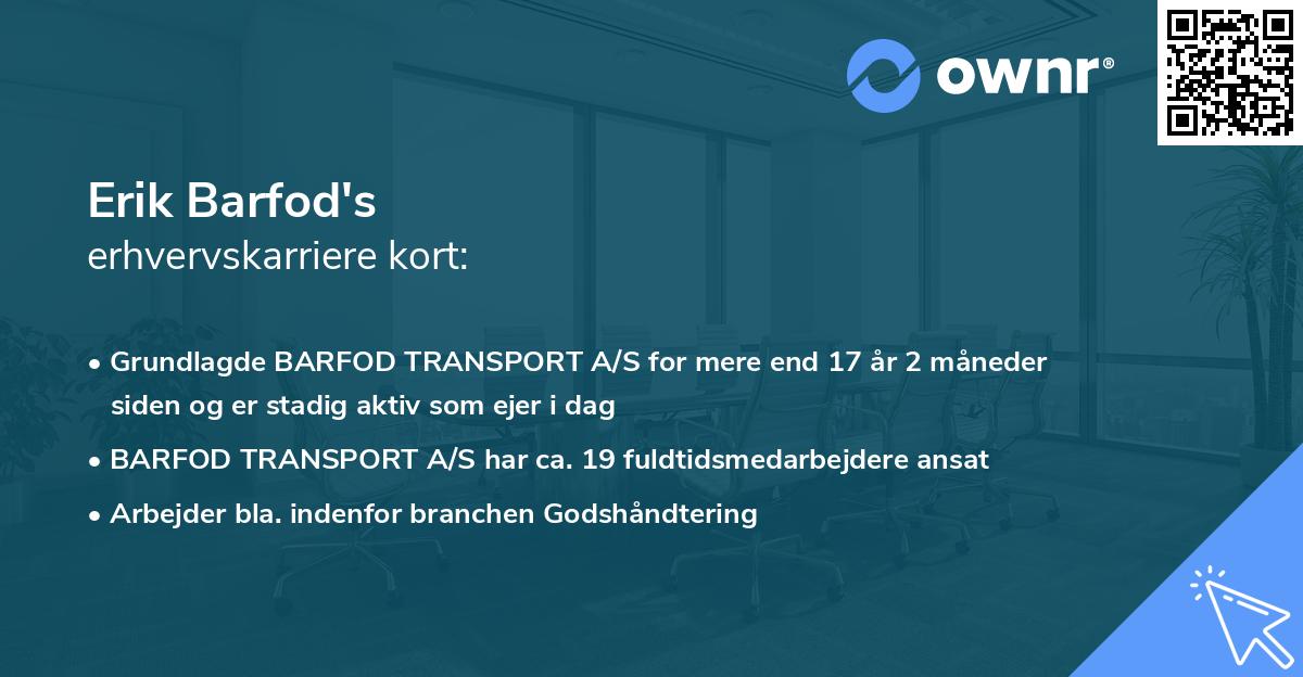 Erik Barfod's erhvervskarriere kort