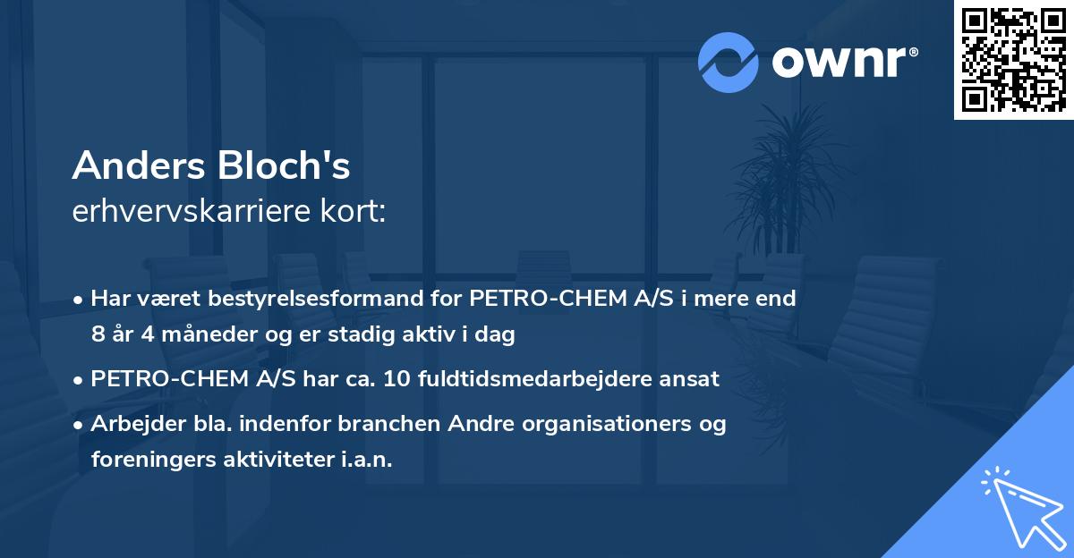 Anders Bloch's erhvervskarriere kort