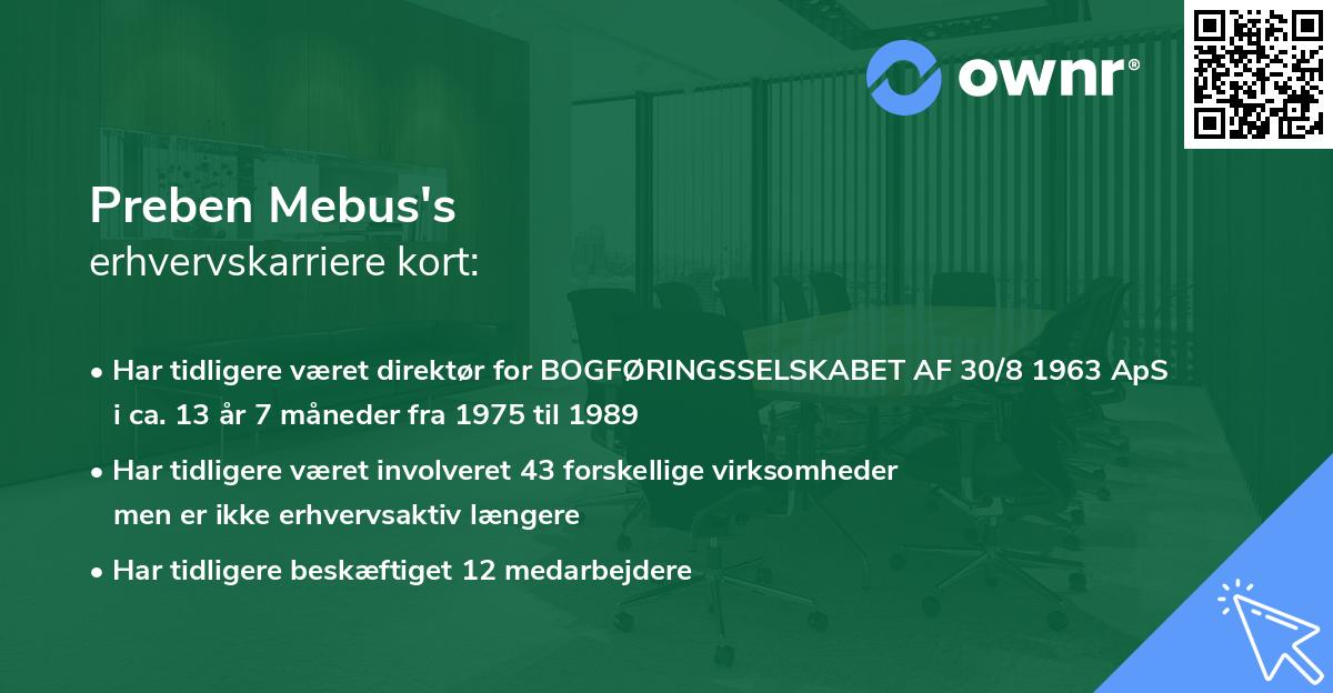 Preben Mebus's erhvervskarriere kort