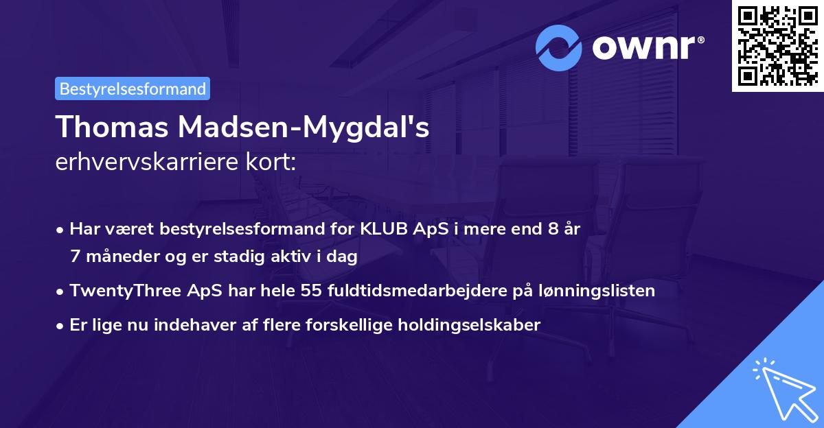 Thomas Madsen-Mygdal's erhvervskarriere kort