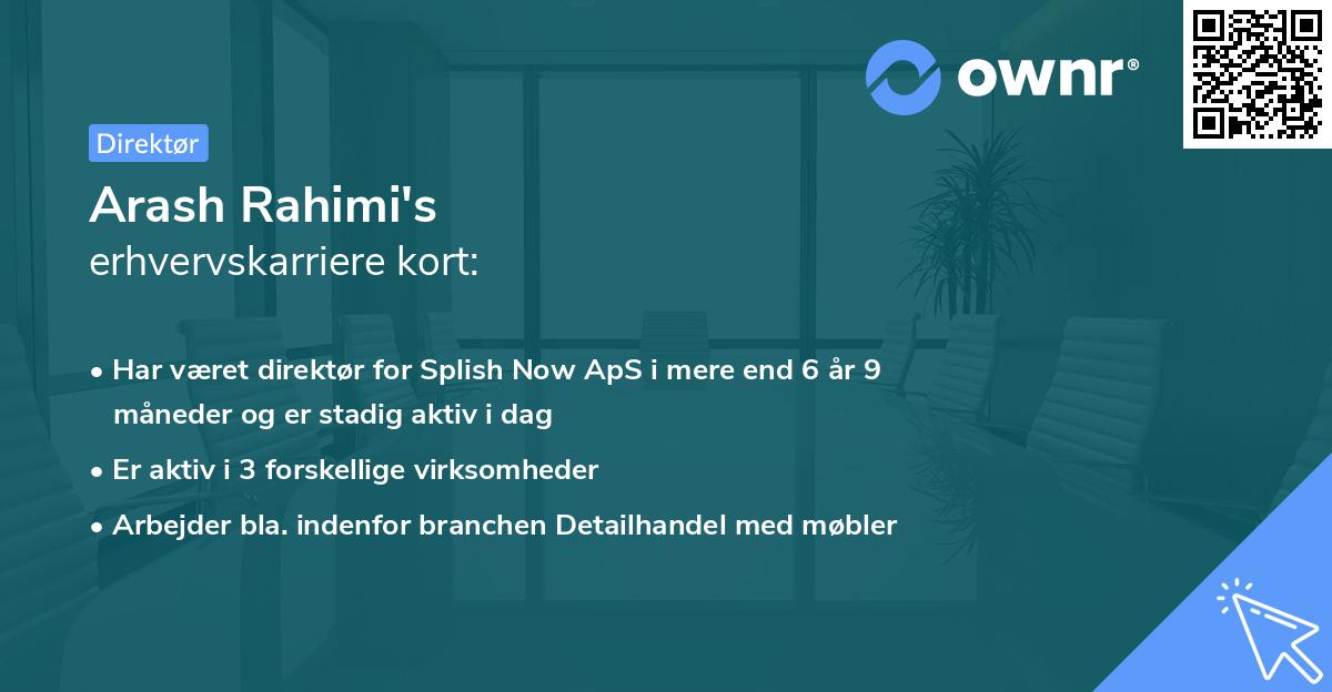 Arash Rahimi's erhvervskarriere kort