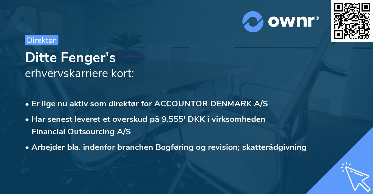 Ditte Fenger's erhvervskarriere kort