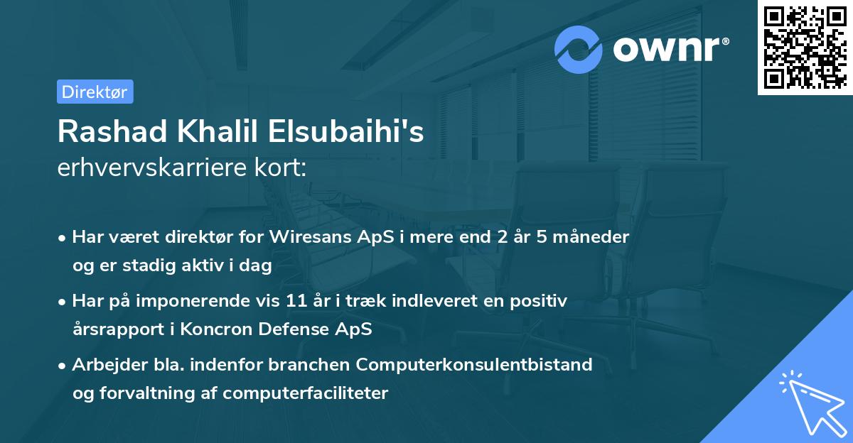 Rashad Khalil Elsubaihi's erhvervskarriere kort