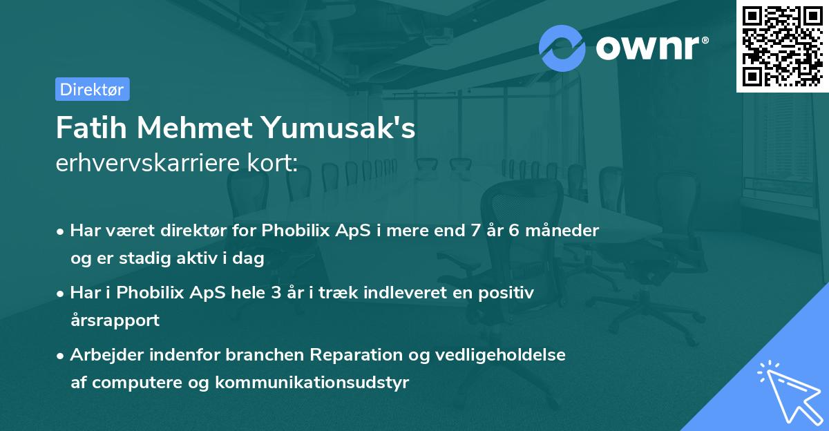 Fatih Mehmet Yumusak's erhvervskarriere kort