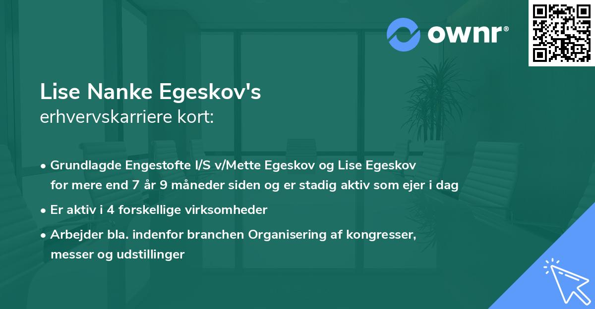 Lise Nanke Egeskov's erhvervskarriere kort