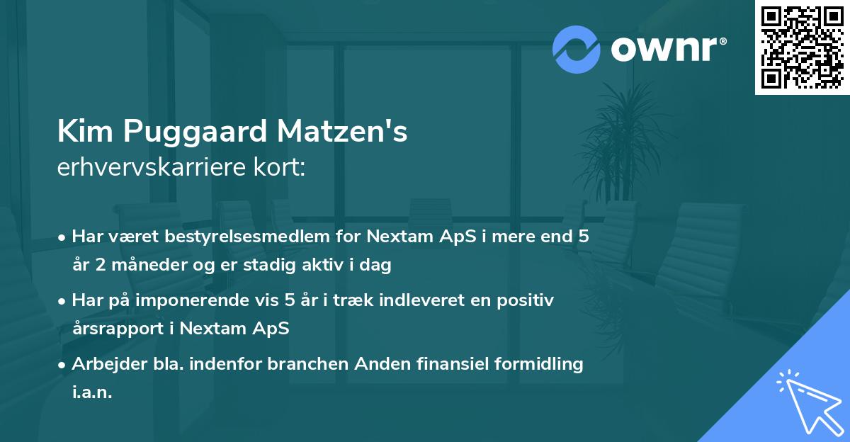 Kim Puggaard Matzen's erhvervskarriere kort