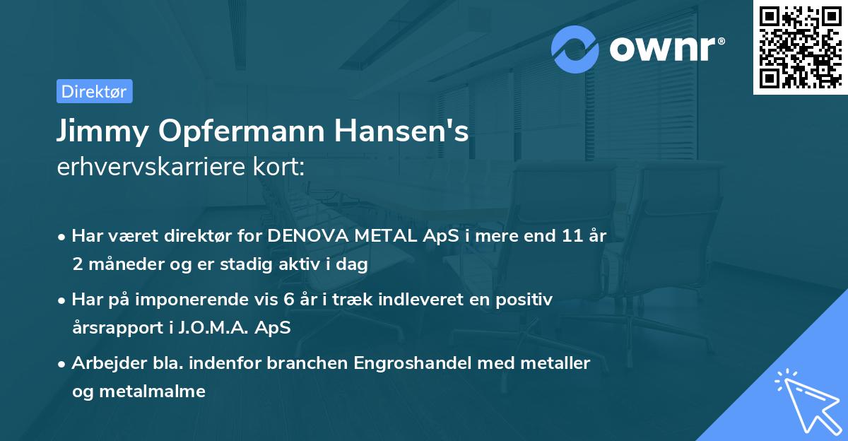 Jimmy Opfermann Hansen's erhvervskarriere kort