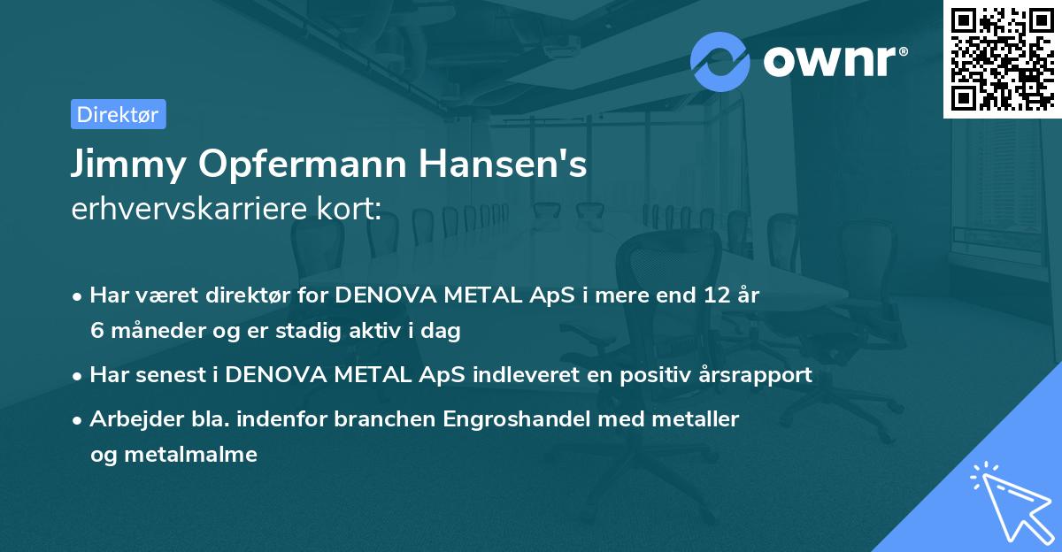 Jimmy Opfermann Hansen's erhvervskarriere kort