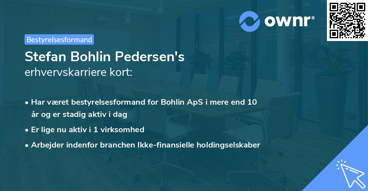 Stefan Bohlin Pedersen's erhvervskarriere kort