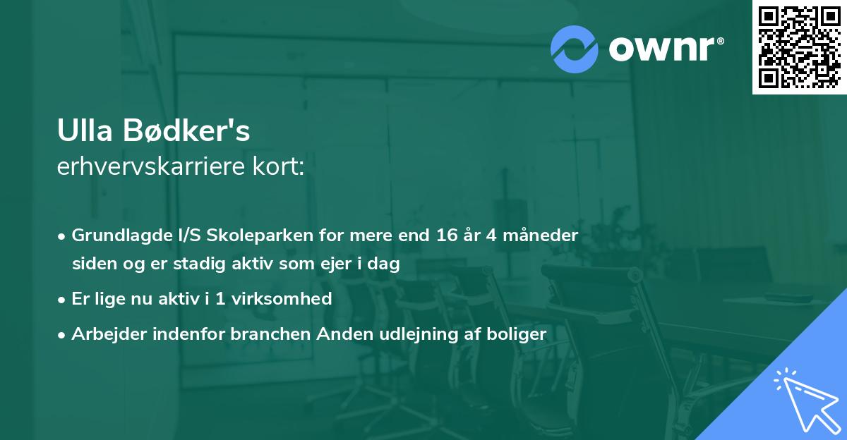 Ulla Bødker's erhvervskarriere kort