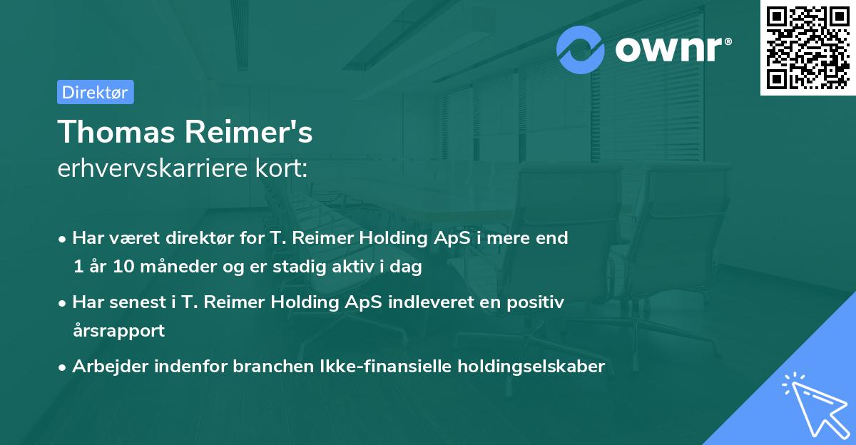 Thomas Reimer's erhvervskarriere kort
