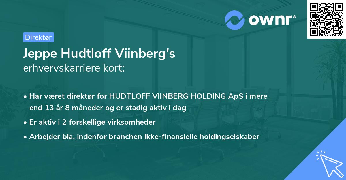 Jeppe Hudtloff Viinberg's erhvervskarriere kort