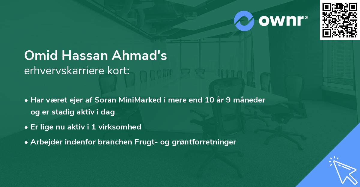 Omid Hassan Ahmad's erhvervskarriere kort