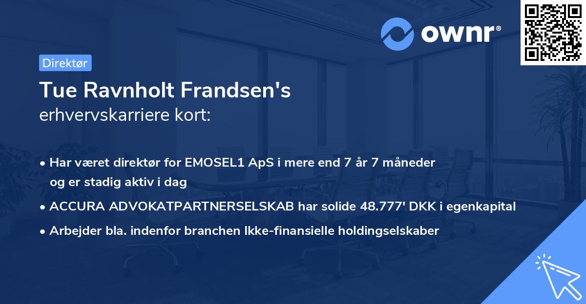 Tue Ravnholt Frandsen's erhvervskarriere kort