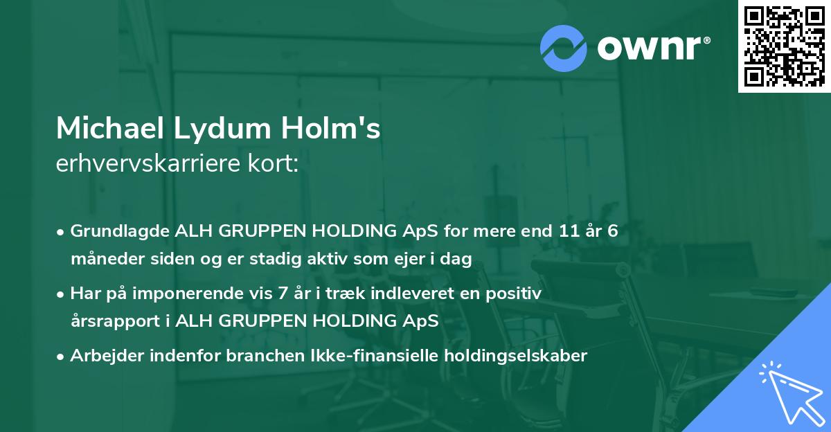 Michael Lydum Holm's erhvervskarriere kort