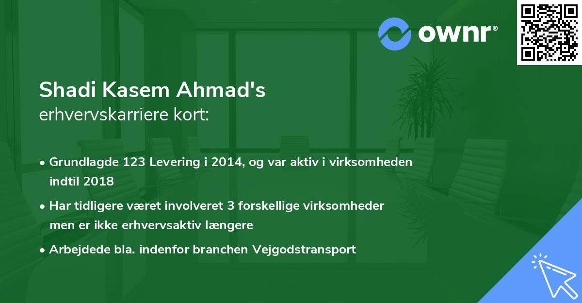 Shadi Kasem Ahmad's erhvervskarriere kort