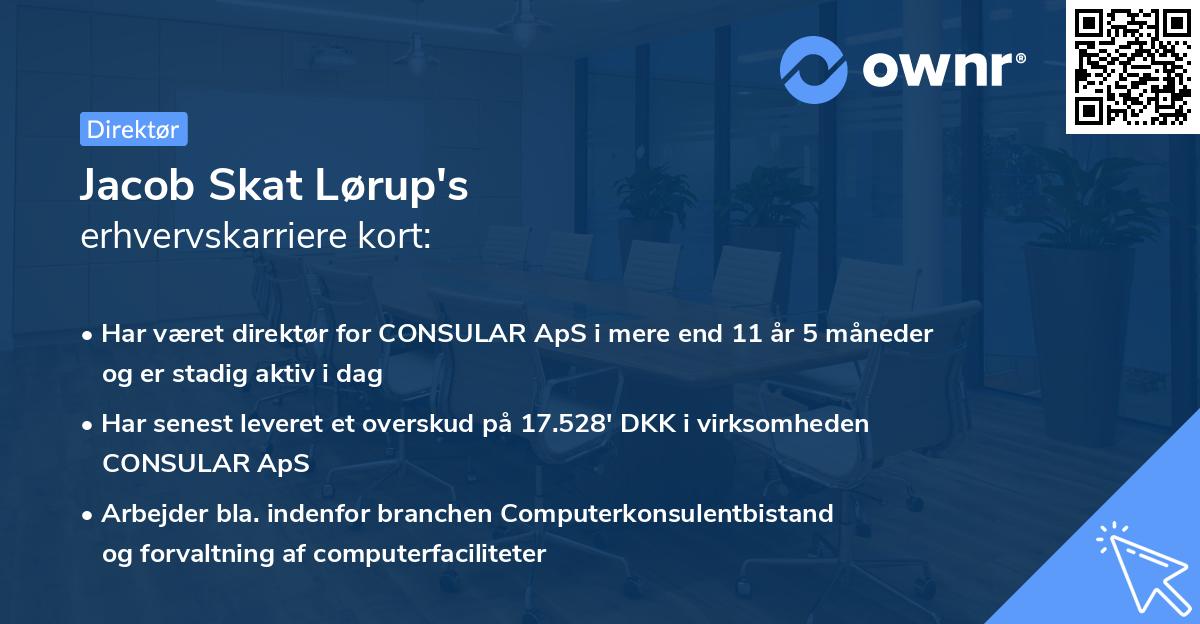 Jacob Skat Lørup's erhvervskarriere kort