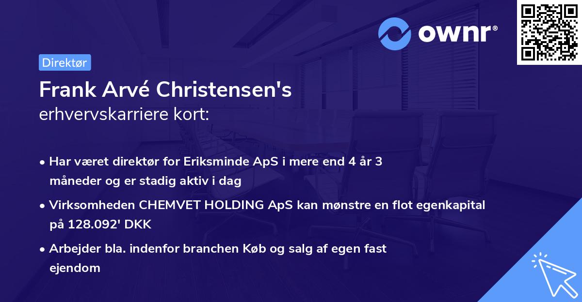 Frank Arvé Christensen's erhvervskarriere kort