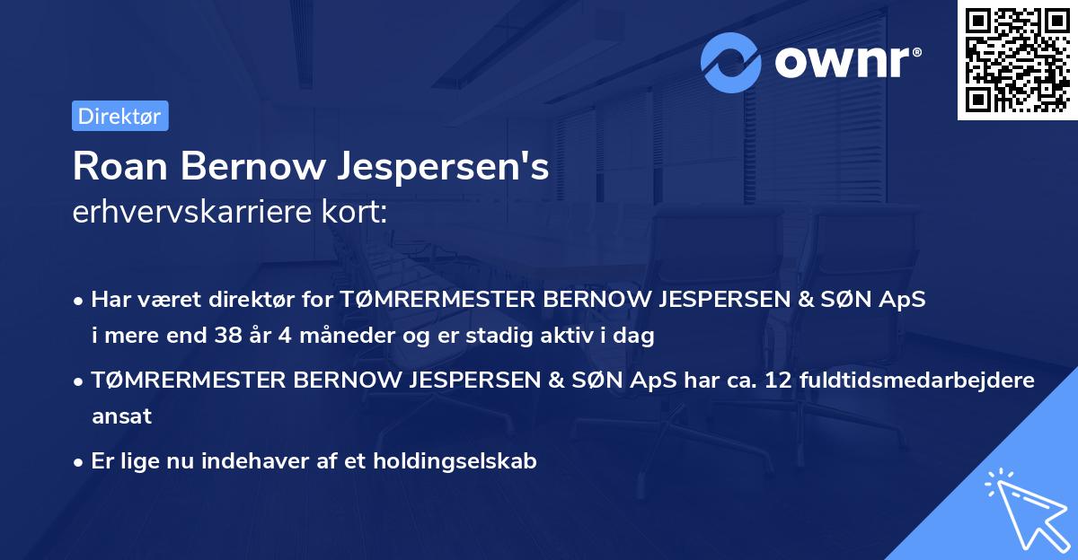 Roan Bernow Jespersen's erhvervskarriere kort