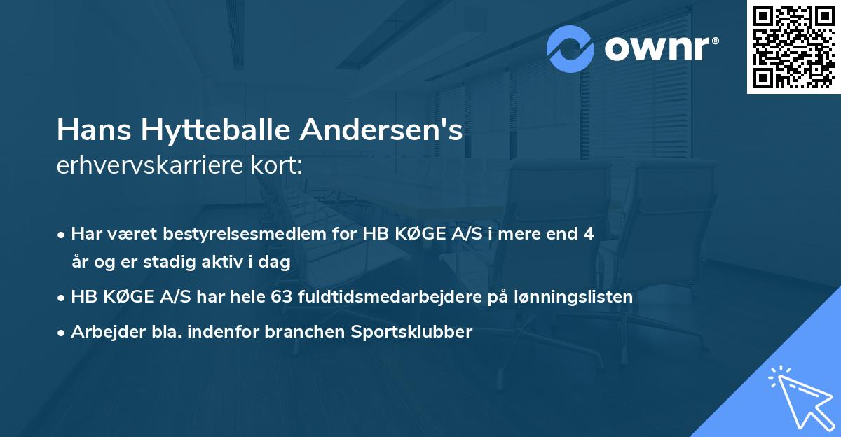 Hans Hytteballe Andersen's erhvervskarriere kort