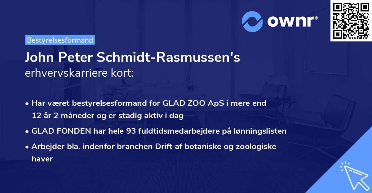 John Peter Schmidt-Rasmussen's erhvervskarriere kort