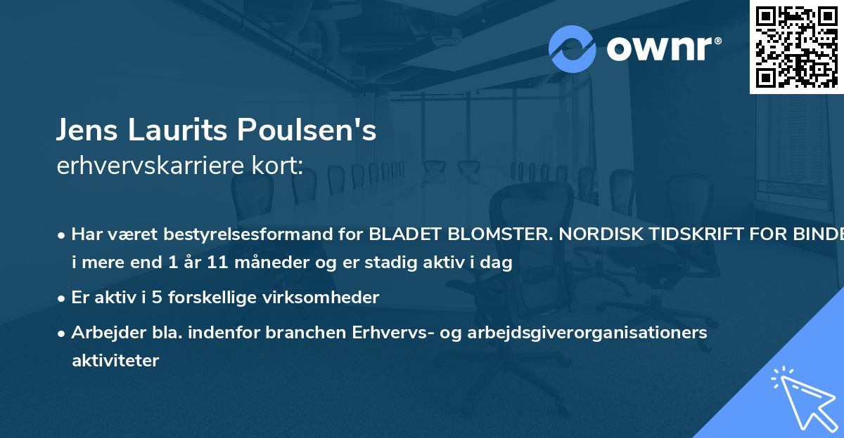 Jens Laurits Poulsen's erhvervskarriere kort