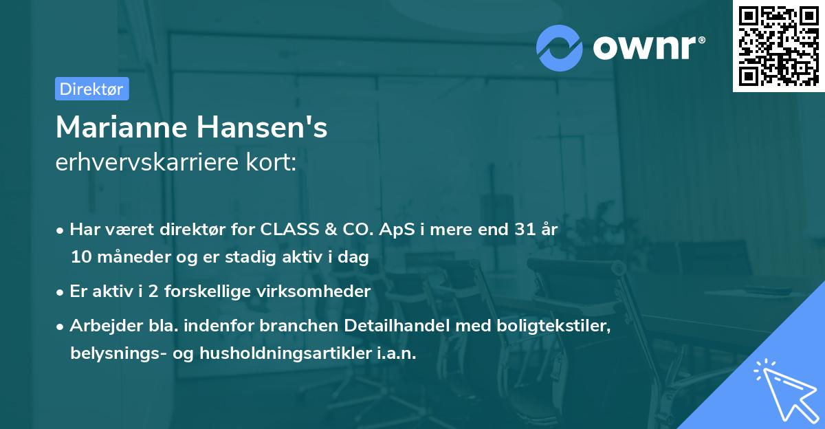 Marianne Hansen's erhvervskarriere kort
