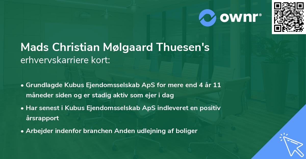 Mads Christian Mølgaard Thuesen's erhvervskarriere kort