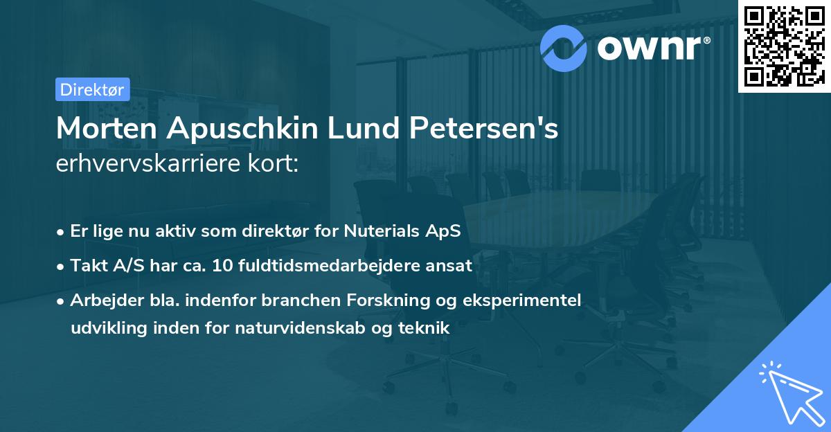 Morten Apuschkin Lund Petersen's erhvervskarriere kort