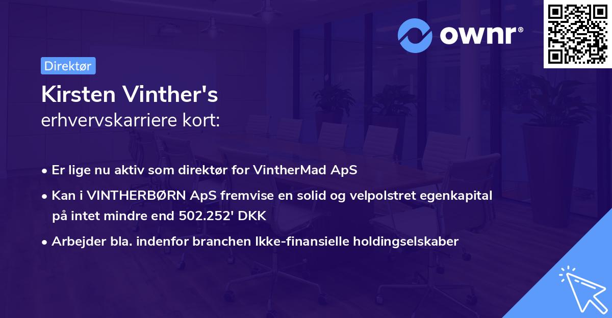 Kirsten Vinther's erhvervskarriere kort