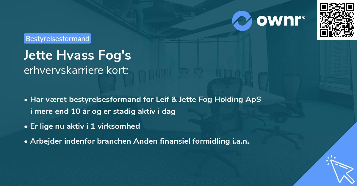 Jette Hvass Fog's erhvervskarriere kort