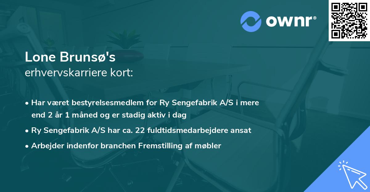 Lone Brunsø's erhvervskarriere kort