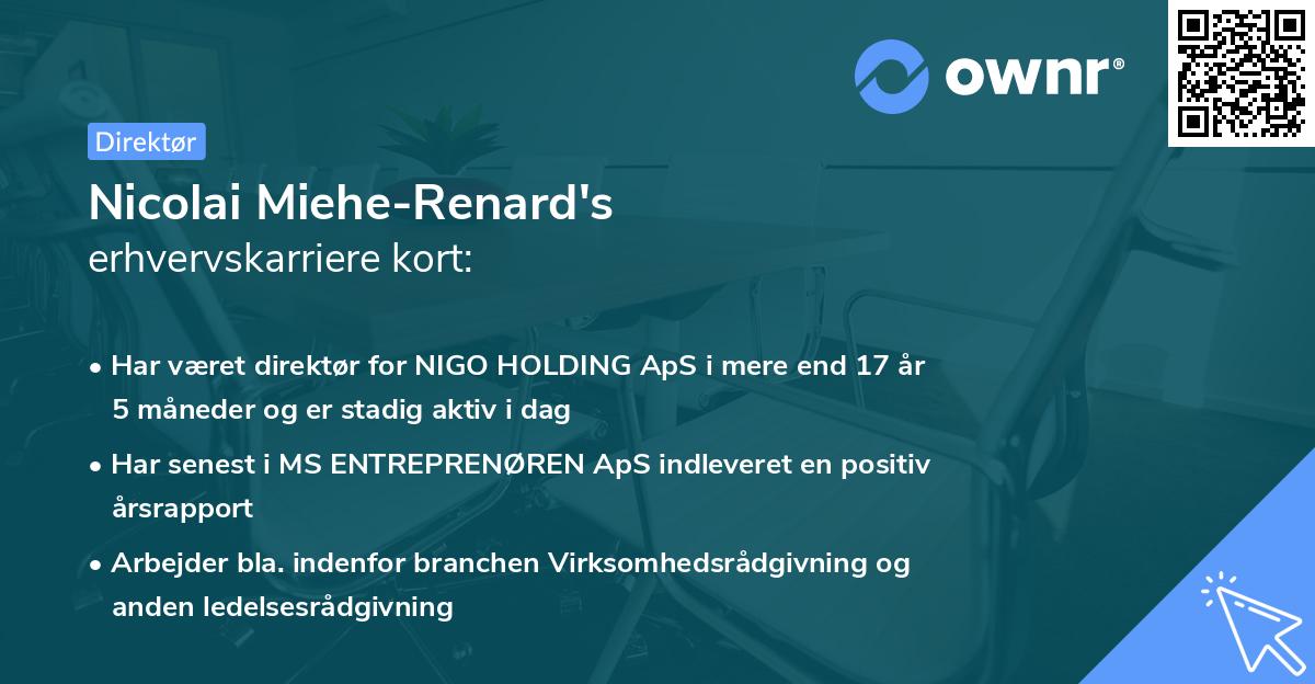 Nicolai Miehe-Renard's erhvervskarriere kort