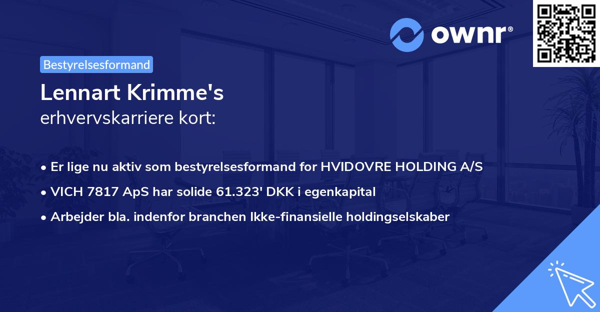 Lennart Krimme's erhvervskarriere kort