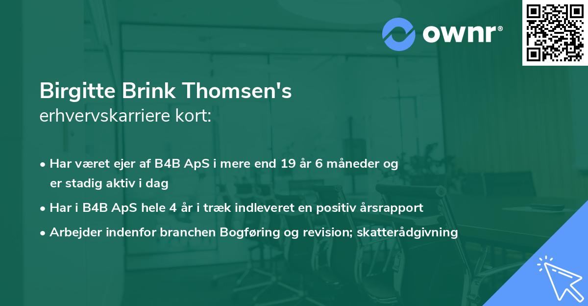 Birgitte Brink Thomsen's erhvervskarriere kort