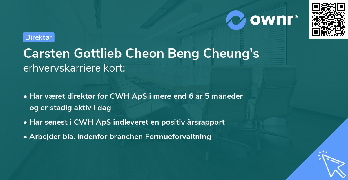 Carsten Gottlieb Cheon Beng Cheung's erhvervskarriere kort