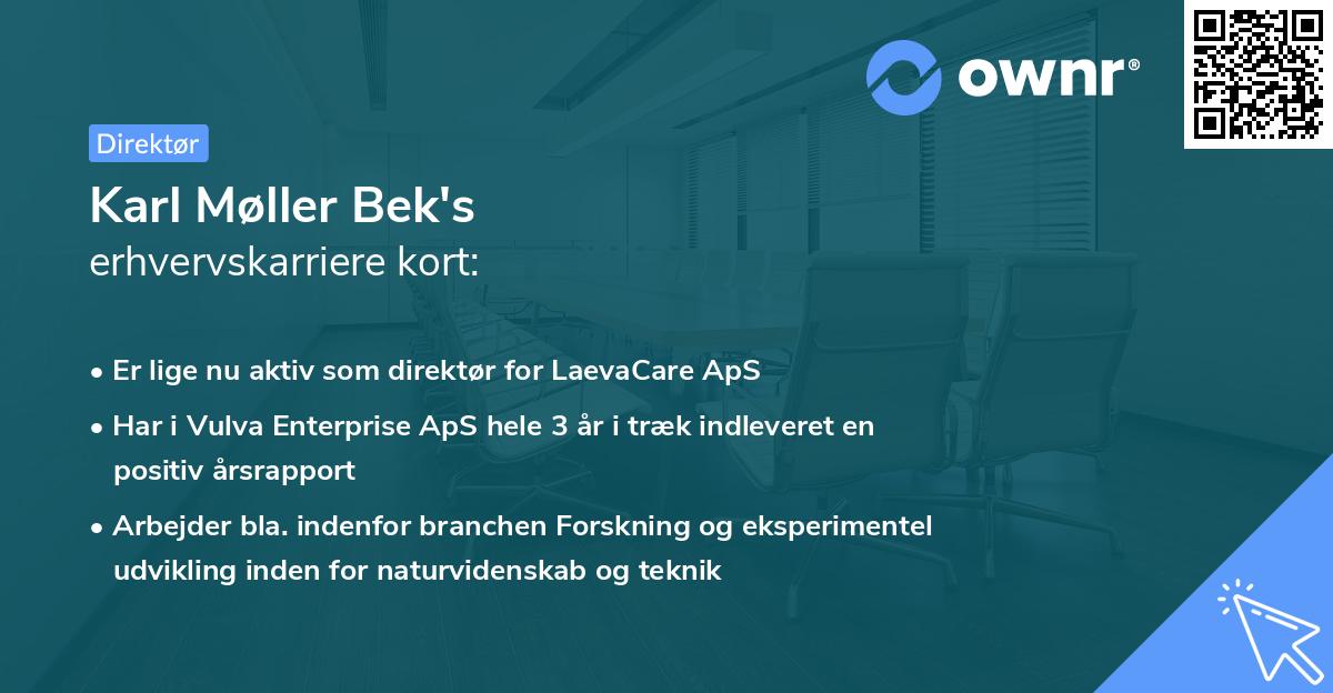 Karl Møller Bek's erhvervskarriere kort