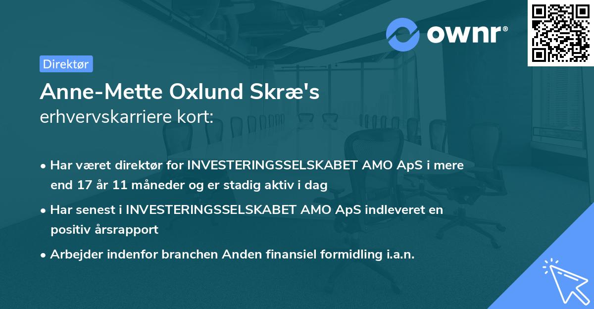Anne-Mette Oxlund Skræ's erhvervskarriere kort