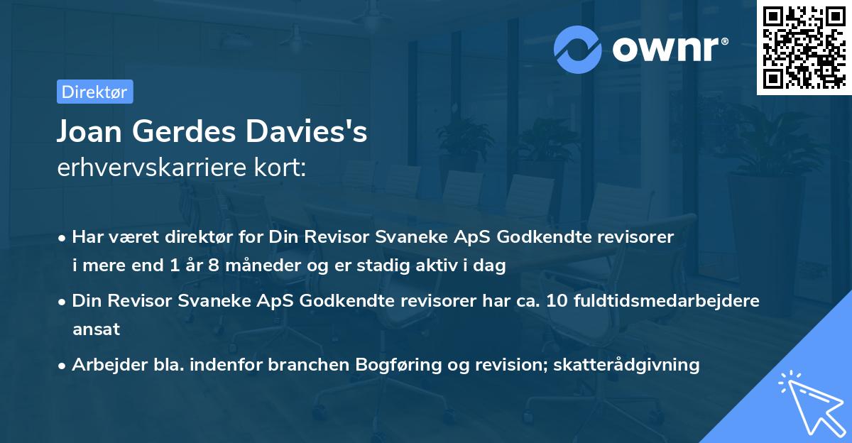 Joan Gerdes Davies's erhvervskarriere kort