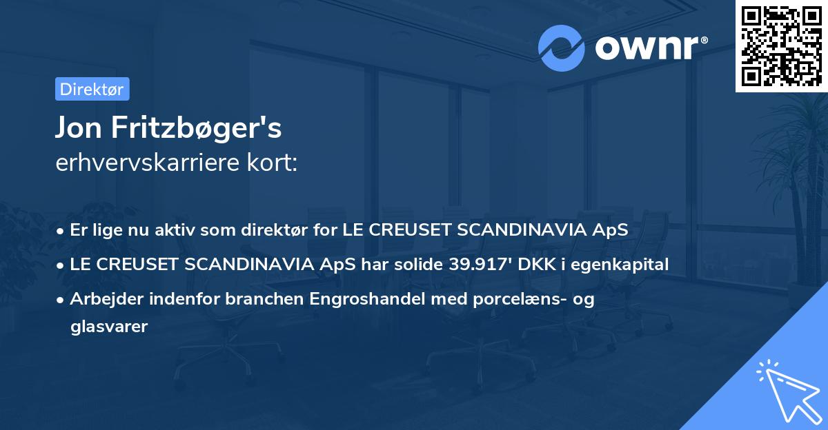 Jon Fritzbøger's erhvervskarriere kort