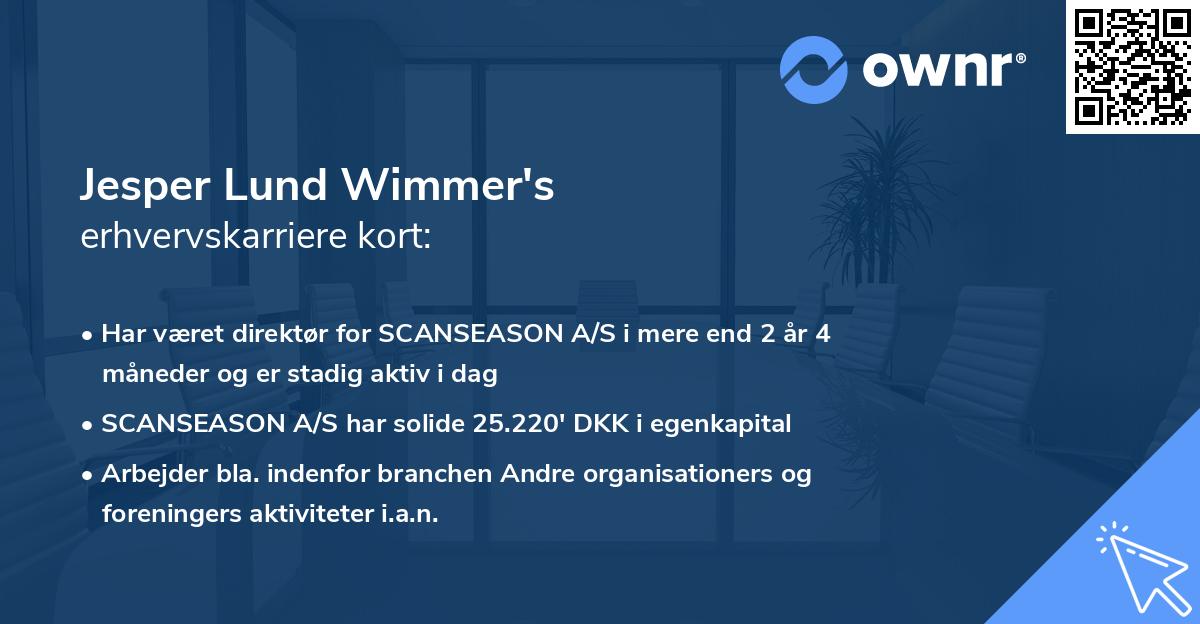 Jesper Lund Wimmer's erhvervskarriere kort