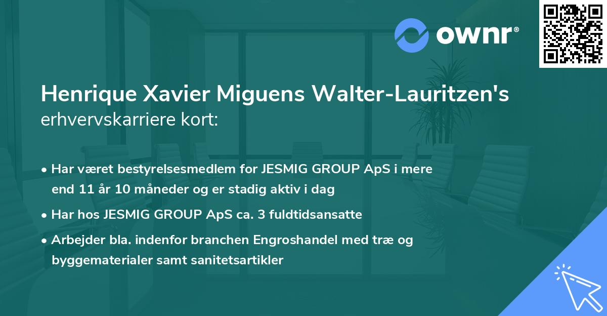 Henrique Xavier Miguens Walter-Lauritzen's erhvervskarriere kort