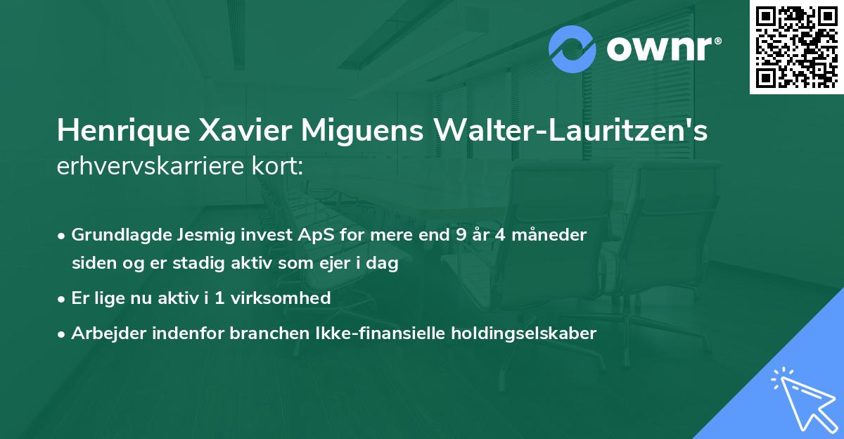 Henrique Xavier Miguens Walter-Lauritzen's erhvervskarriere kort