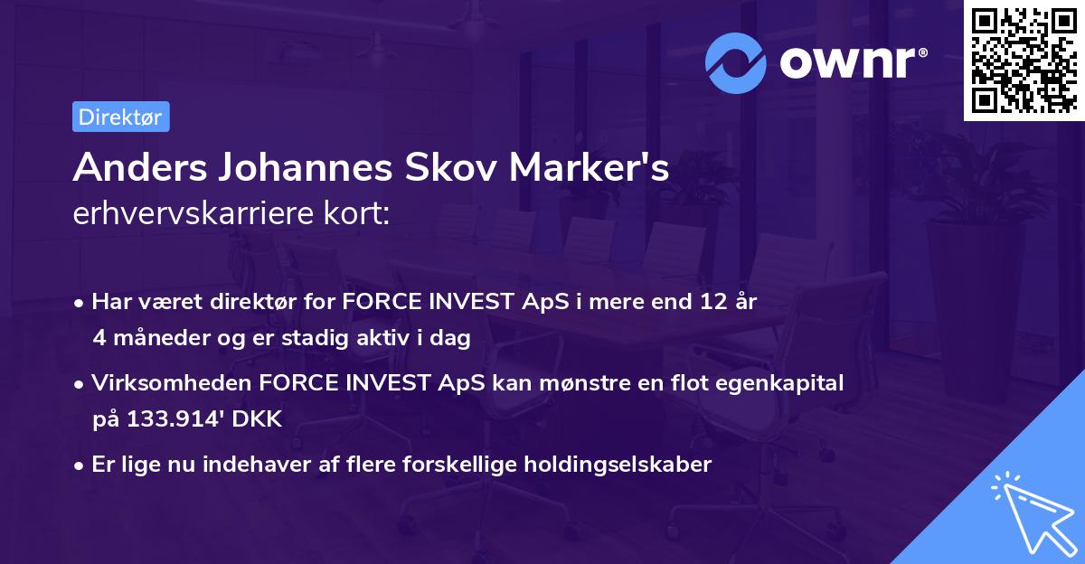 Anders Johannes Skov Marker's erhvervskarriere kort