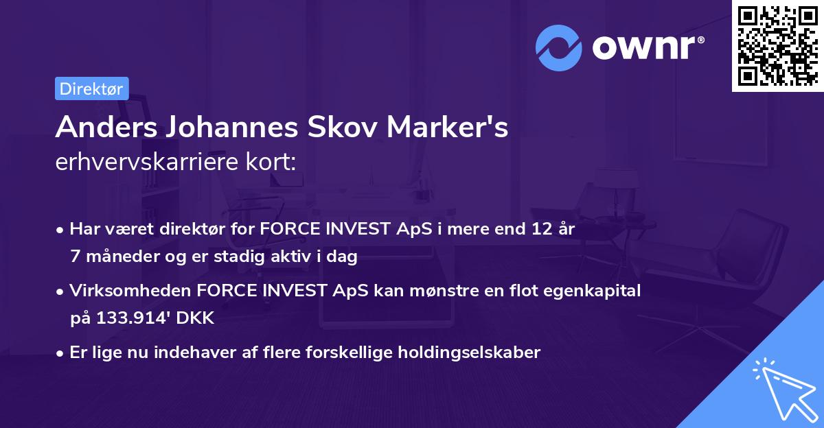 Anders Johannes Skov Marker's erhvervskarriere kort