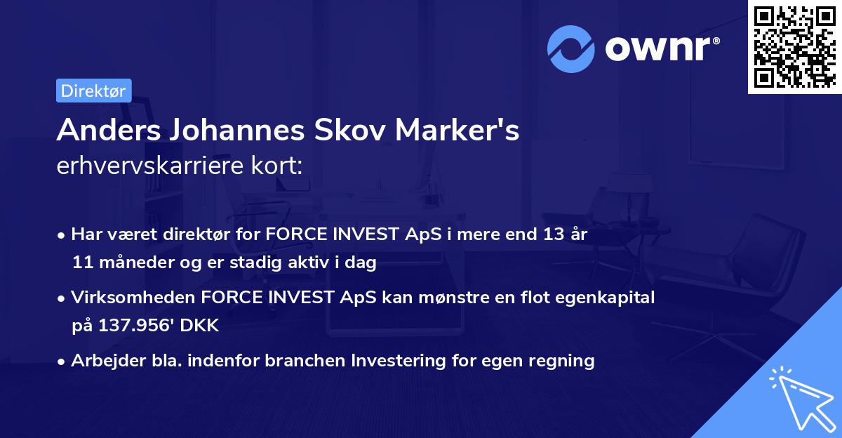 Anders Johannes Skov Marker's erhvervskarriere kort