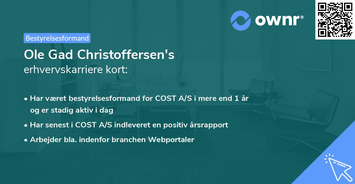 Ole Gad Christoffersen's erhvervskarriere kort